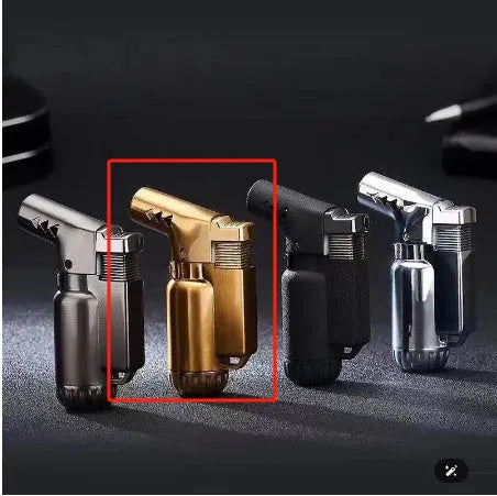 Full metal windproof lighter with straight punch design in black, gold, grey or silver finish