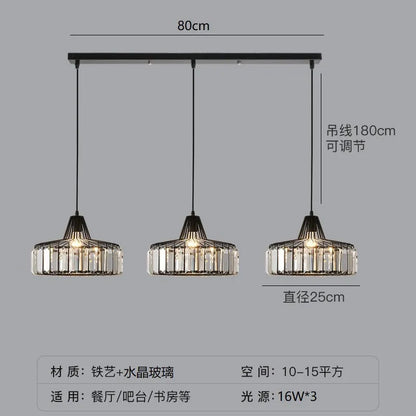 Black and gold iron crystal chandelier LED ceiling lamp with full spectrum light on a white background.