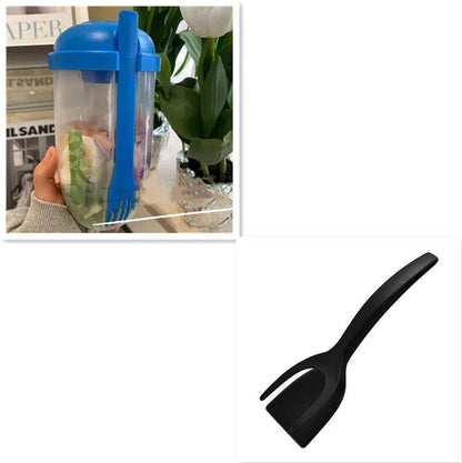 1000ml BPA-Free Salad Cup Set with Fork and Dressing Holder in four colors