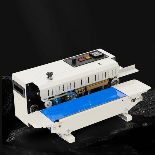 Mini manual sealing machine with steel date printing mechanism and lever operation