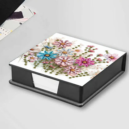 DIY diamond painting label box with cartoon design showing frameless construction and plastic material
