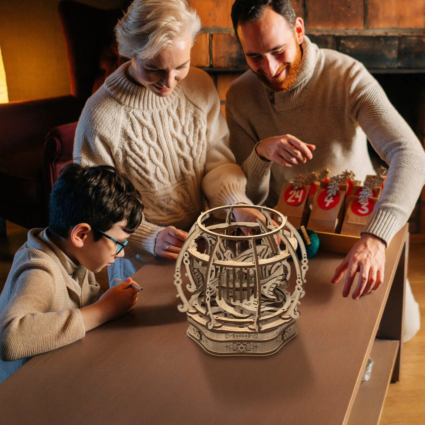 Premium Oak Oasis Shape Puzzle Toy with natural wood pieces in a calming oasis design