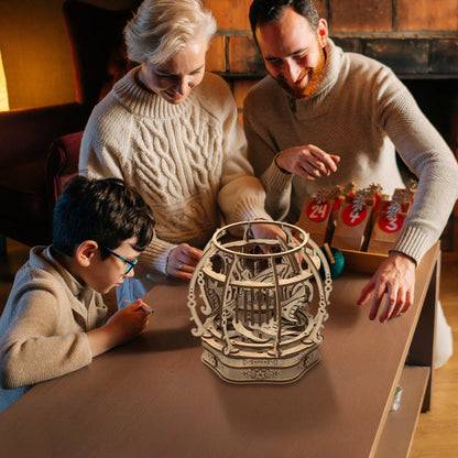 Premium Oak Oasis Shape Puzzle Toy with natural wood pieces in a calming oasis design