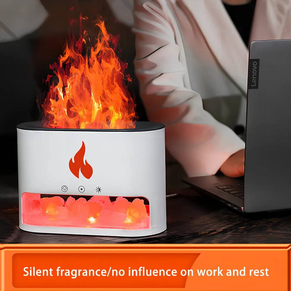 Crystal black Himalayan salt lamp with ultrasonic diffuser measuring 191mm height