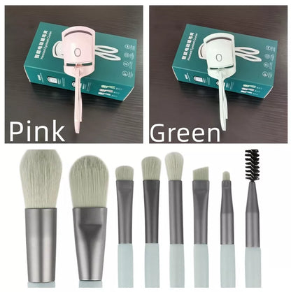 Electric Heating Eyelash Curler in white, pink, and green colors for safe, effective lash curling