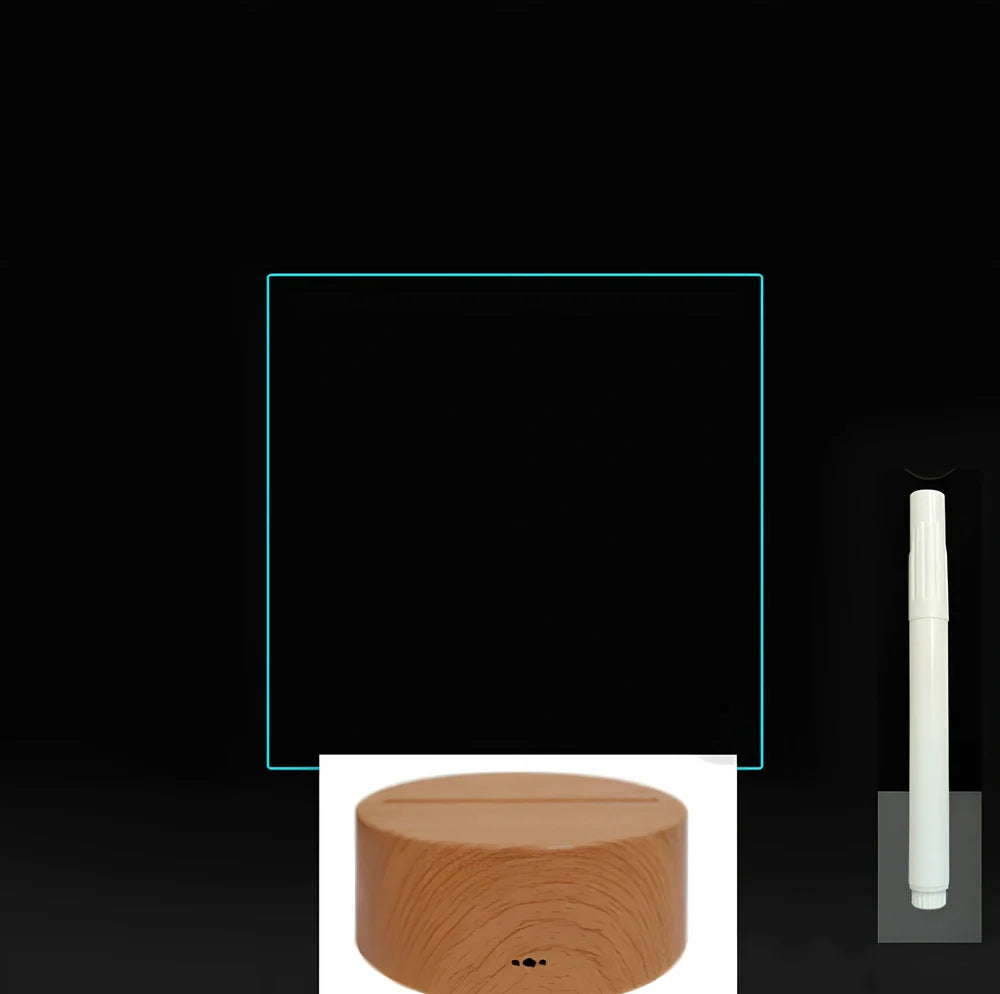 3D acrylic LED message board with touch controls showing illuminated writing on 3.5mm thick surface