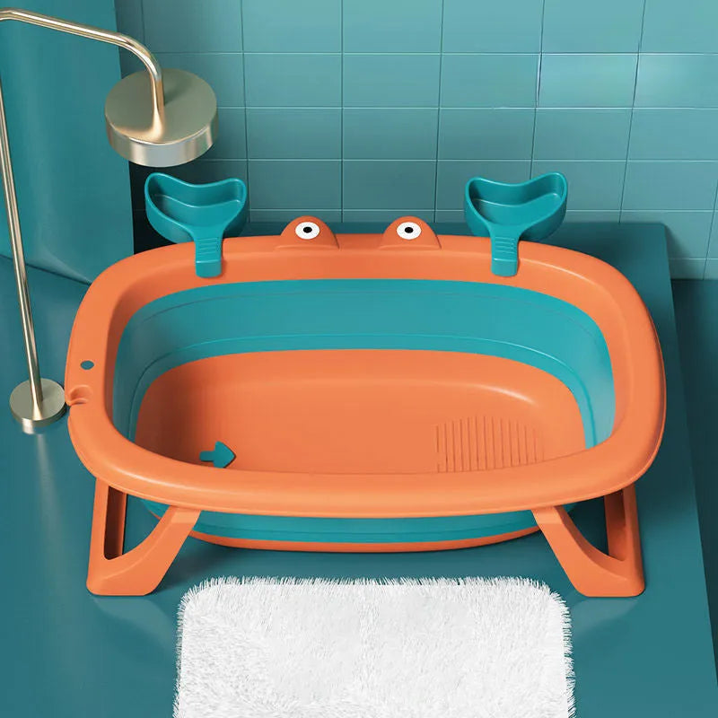 Blue foldable portable pet bathing tub for a small dog