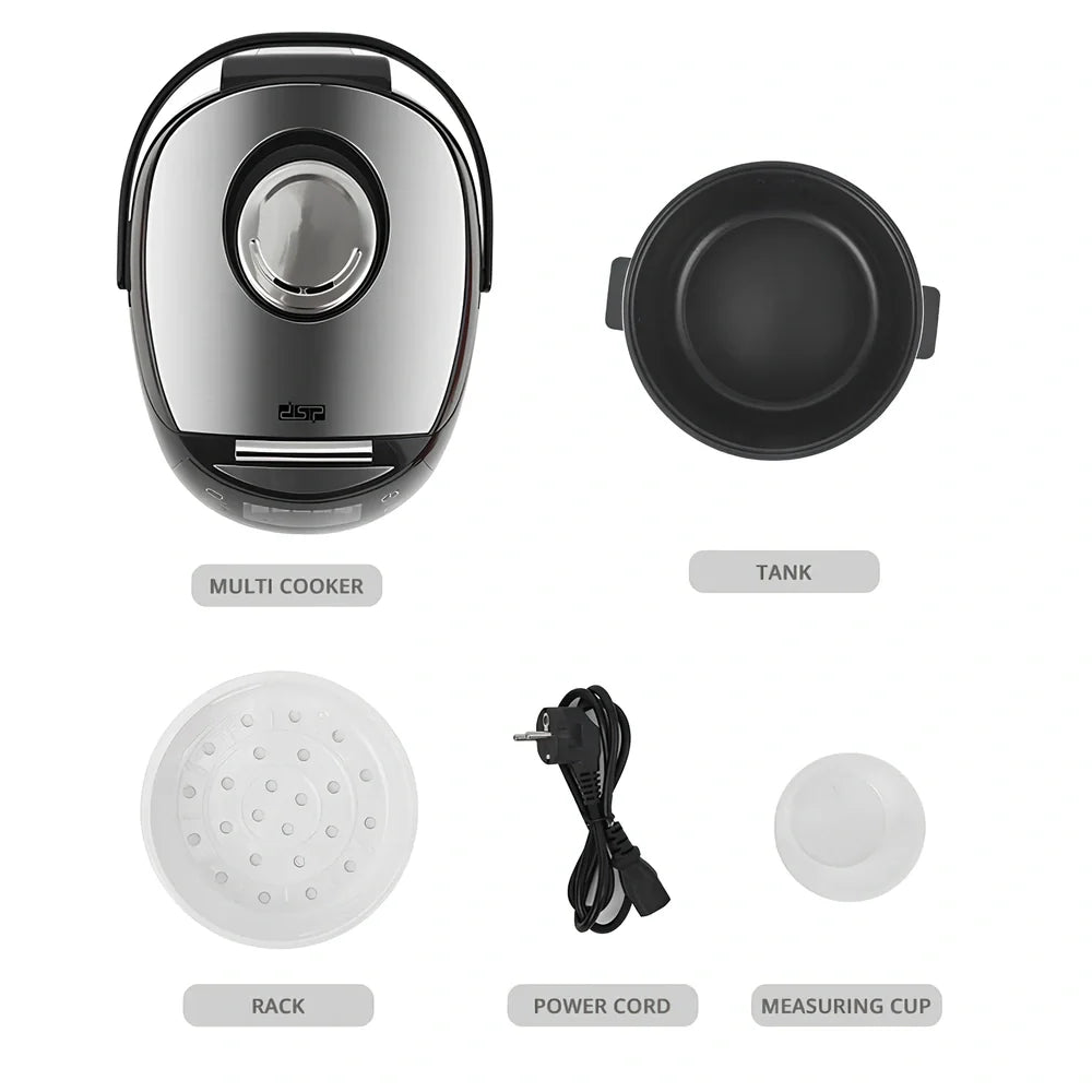 White electric rice cooker with non-stick inner pot, 1.8-litre capacity, EU plug