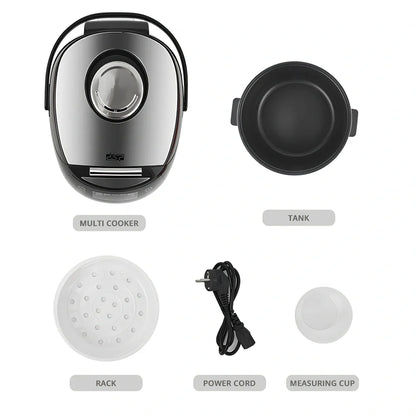 White electric rice cooker with non-stick inner pot, 1.8-litre capacity, EU plug