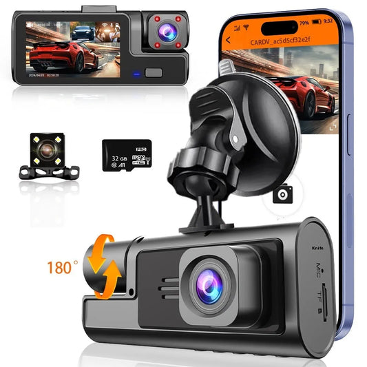 Driving recorder with 2.0-inch screen and WiFi connectivity for car front or rear installation