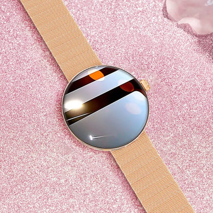 Smart watch for women with circular colour screen and metal wrist strap
