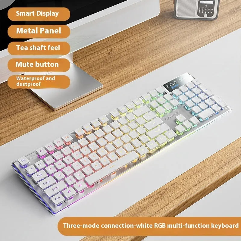 Prewalker V3 retro green mechanical feel keyboard and mouse set on a desk.