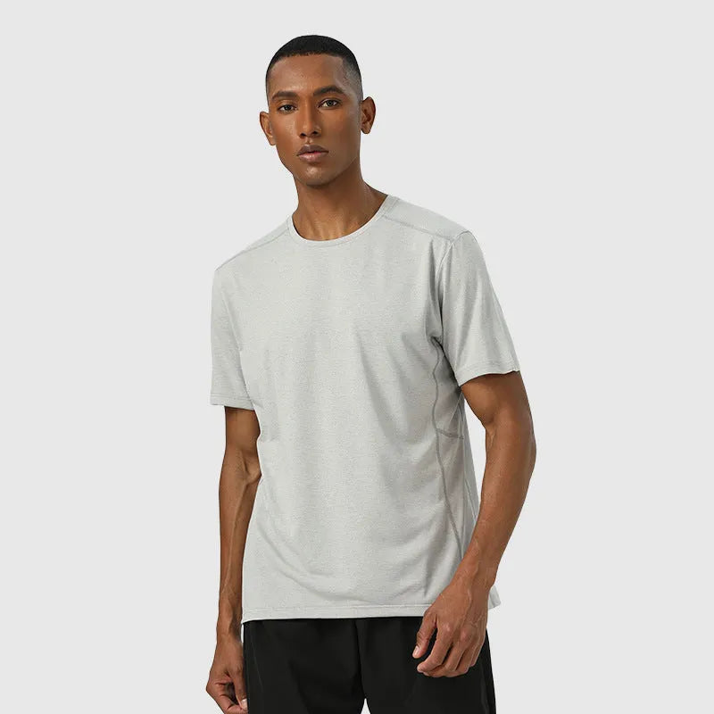 Men's lightweight polyester sports t-shirt with reflective elements in dark grey colour