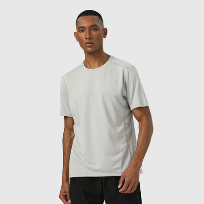 Men's lightweight polyester sports t-shirt with reflective elements in dark grey colour