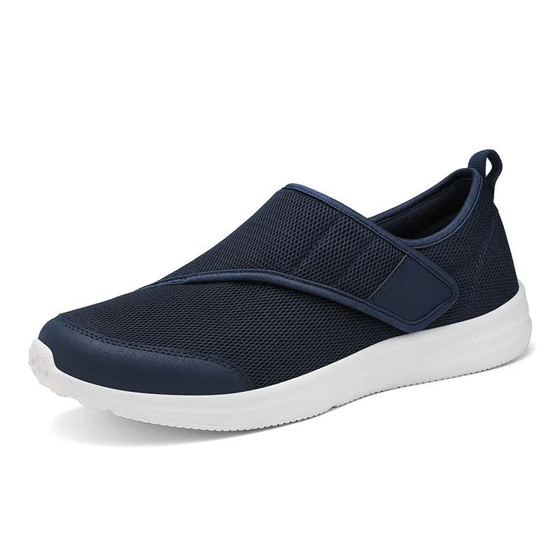 Velcro-fastened mountaineering walking shoes with mesh upper in multiple colour options