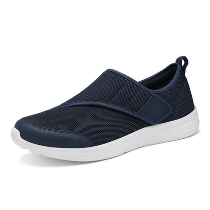Velcro-fastened mountaineering walking shoes with mesh upper in multiple colour options