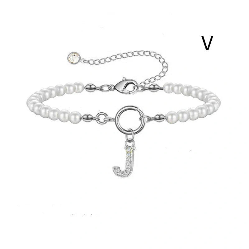 2024 fashion initial pearl bracelet for women with toggle clasp