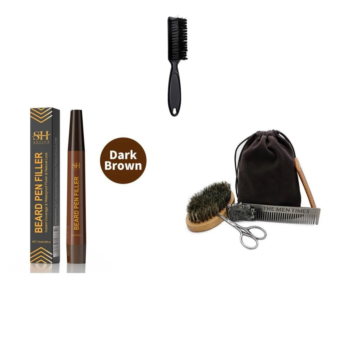Men's sweatproof waterproof beard eyebrow filler pencil in black or dark brown