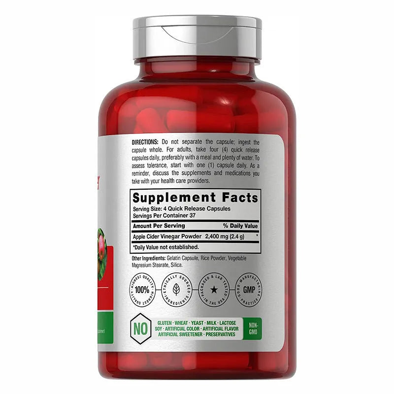 Health vinegar capsules, apple cider vinegar supplements, 150 tablet pack, dietary supplement for general wellness support, vegan-friendly capsule format for convenient daily consumption