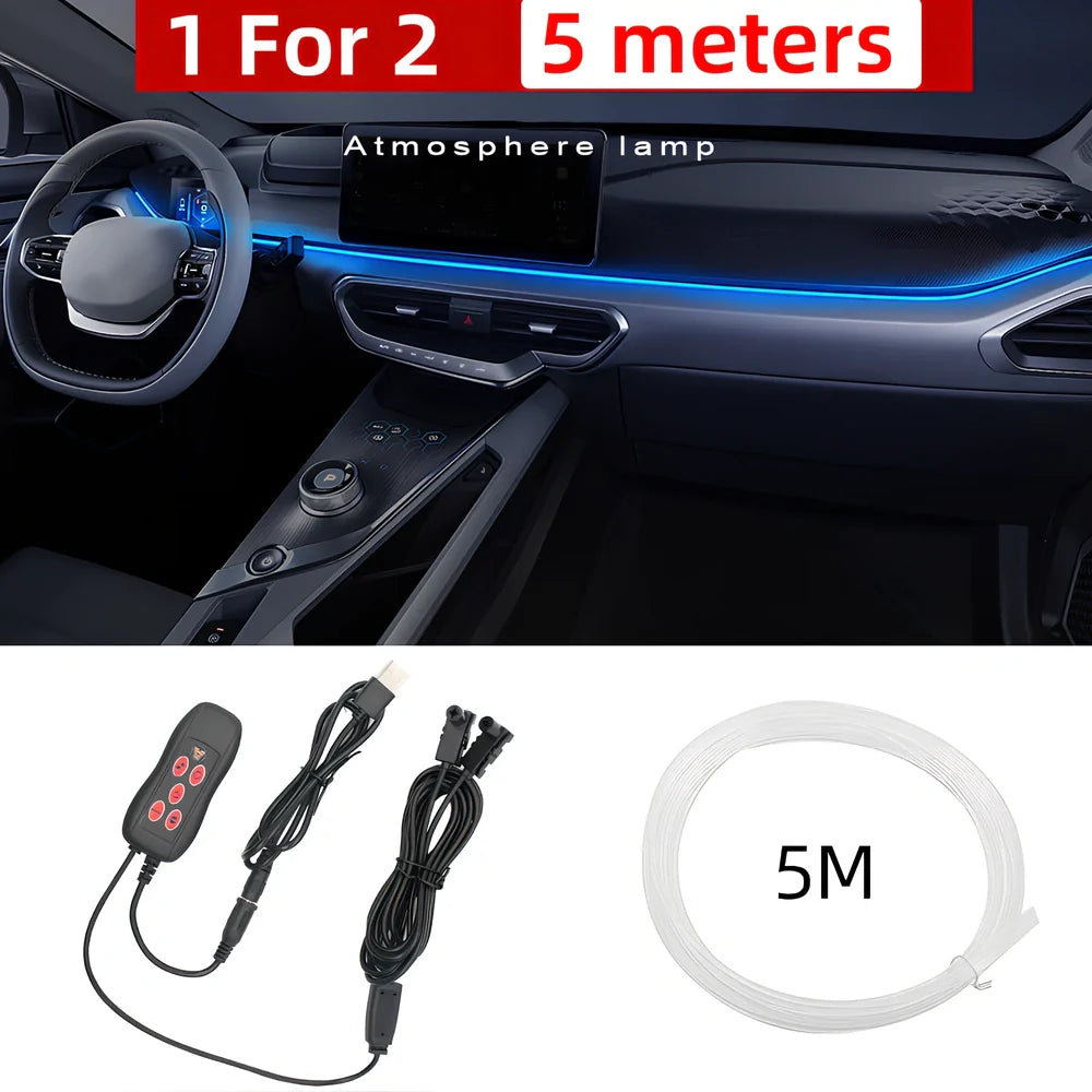 Car centre console LED ambient light strip with USB connector for 12V installation