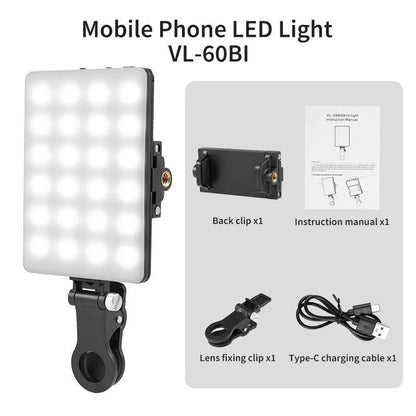 VL-60BI and VL-68BI pocket LED fill lights with clip for mobile phone attachment