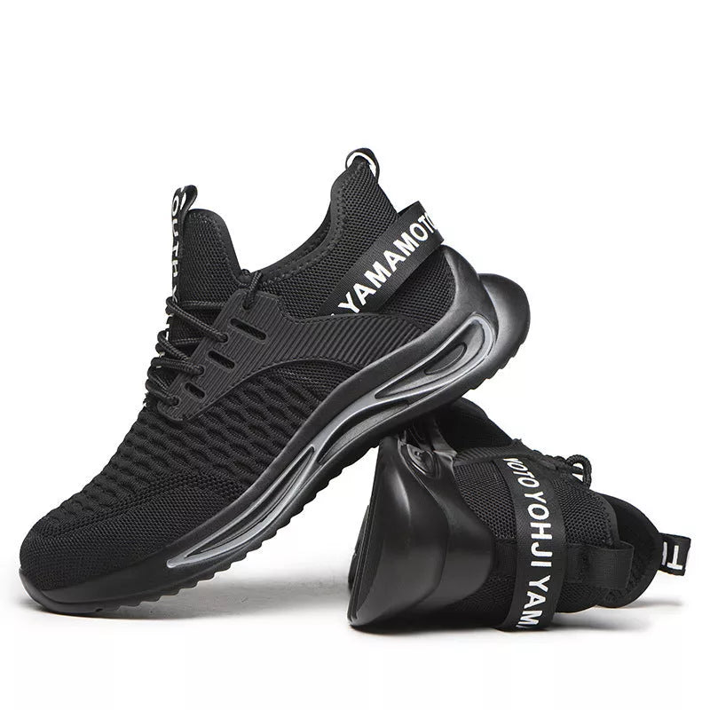 Ultra-light steel toe anti-piercing work shoes in black for industrial safety