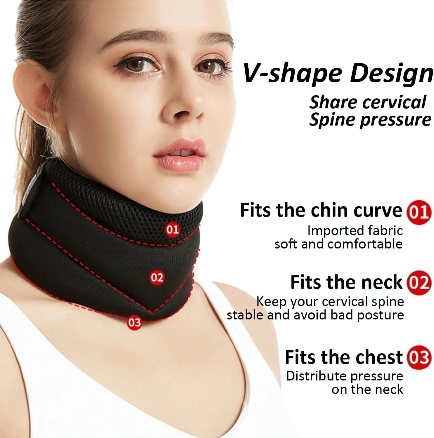 Adjustable Foam Cervical Collar for neck pain relief and spine support