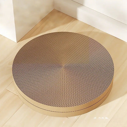 Round green cat scratching board measuring 55cm with corrugated paper surface and two replacement refills