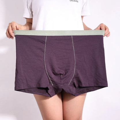 Men's oversized cotton baggy boxers in black, red, grey, blue or purple, sizes XL-3XL, 95% cotton