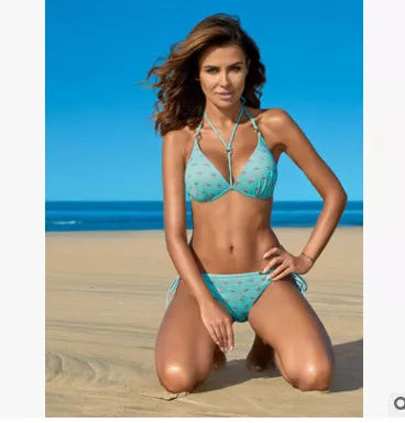 Women's push-up bikini set with leopard print design, available in sizes S to XL