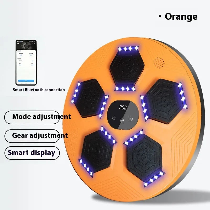 Smart music boxing machine hanging wall target set in black, grey, or orange with matching gloves