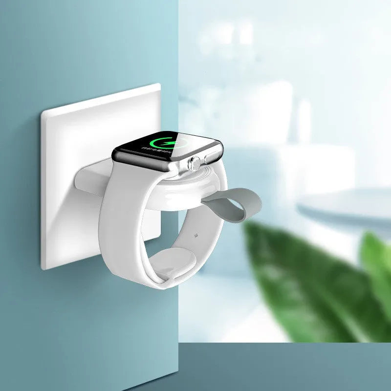 Portable Apple Watch wireless charging dock station with USB cable and built-in battery