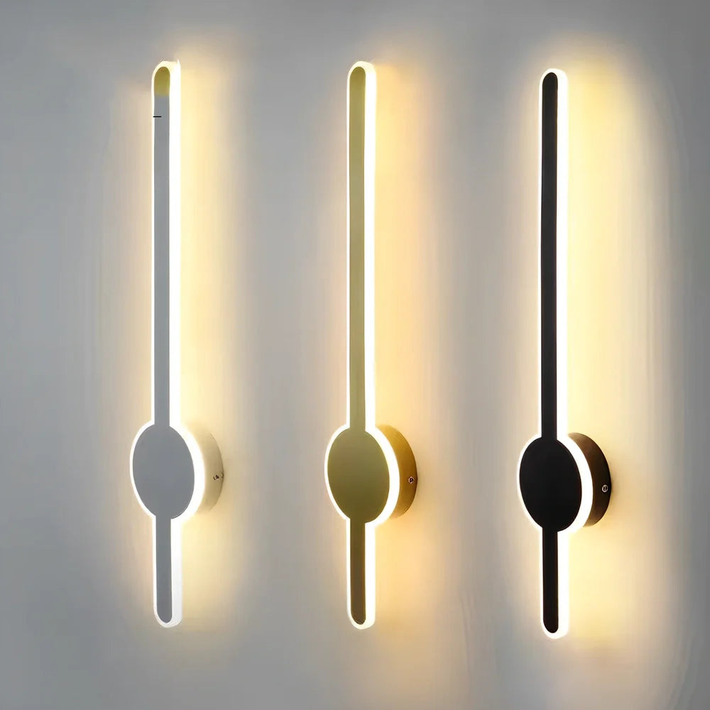 Minimalist LED wall light with frosted acrylic panel in black finish, 60cm length