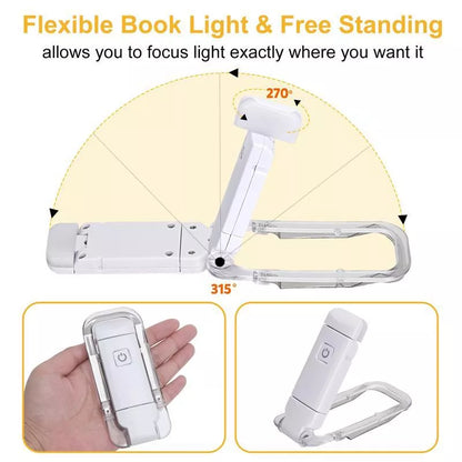 Adjustable LED USB rechargeable book light with flexible holder for nighttime reading