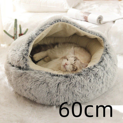 Cozy pet bed with plush and warm fabric for cats and dogs