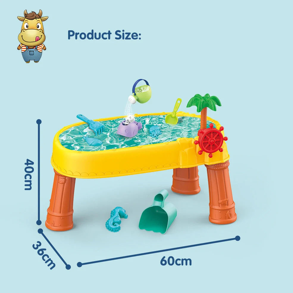 Children's 18-piece beach boat set with four-layer pool table for sand and water dredging play