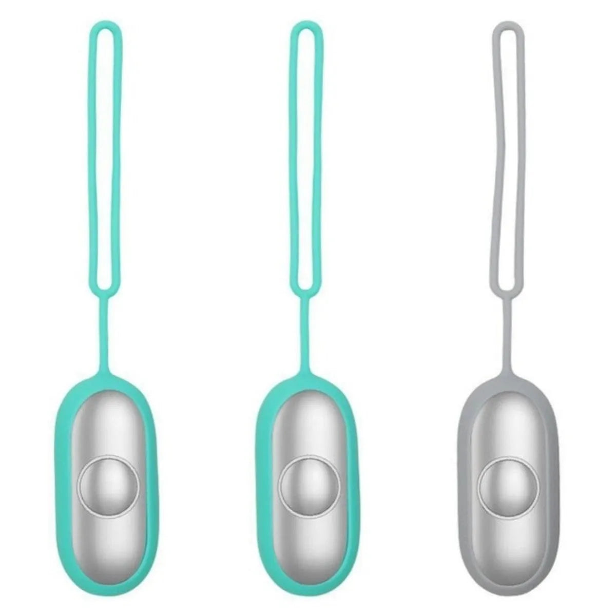 Hand-held micro-current sleep aid device in grey, green, and orange colour options