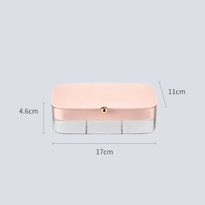 Green multi-layer jewelry storage box with organised compartments for earrings and rings