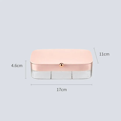 Green multi-layer jewelry storage box with organised compartments for earrings and rings
