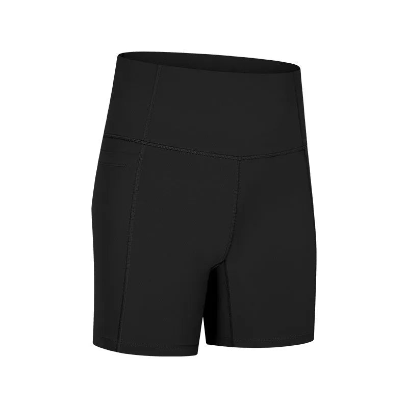 Women's solid colour cotton blend super stretch sports shorts for running and fitness.