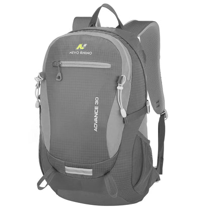 30L nylon outdoor backpack with air pillow straps shown in dark green colour for hiking and travel