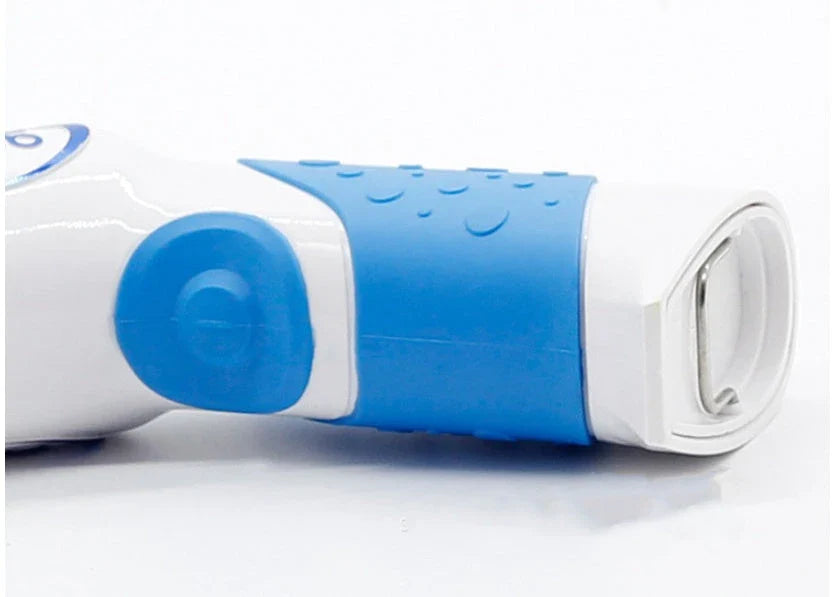 Powerful electric cleaning brush with soft rubber and plastic construction, designed for cleaning tiles, sinks, and other household surfaces