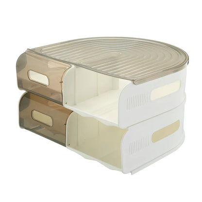 Stackable U-shaped egg storage box with semi-transparent PP construction showing egg compartments