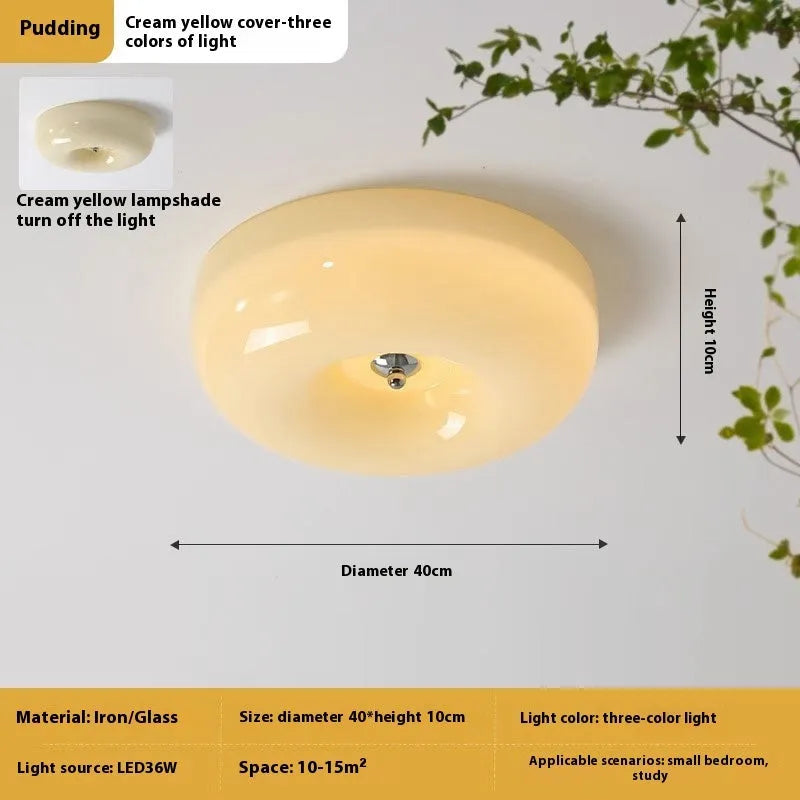 Cream style bedroom ceiling lamp with three-colour light, 30cm or 40cm diameter, American design