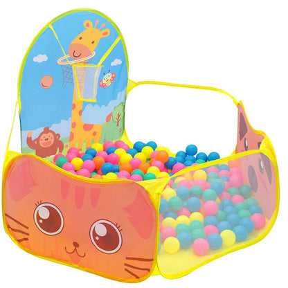 Blue children's folding tent with ocean ball pool for developmental play