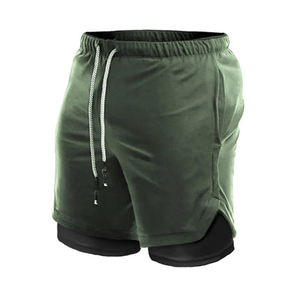 Men's quick-dry running shorts with double-layer design in various colors
