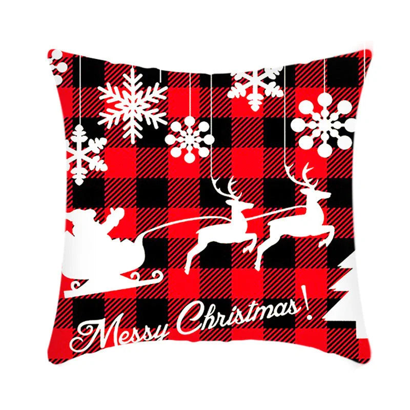 Elk Santa Claus plush cushion cover for festive holiday decor