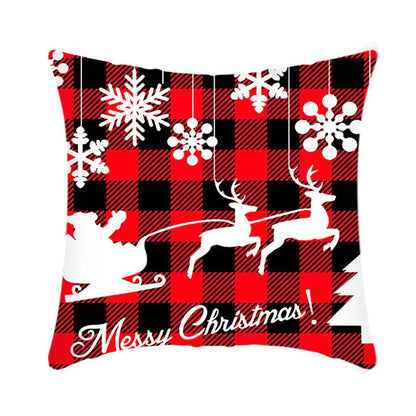 Elk Santa Claus plush cushion cover for festive holiday decor
