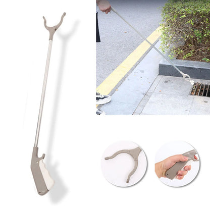 40cm stainless steel garbage picker with push-type handle and non-slip chuck for one-handed operation without bending