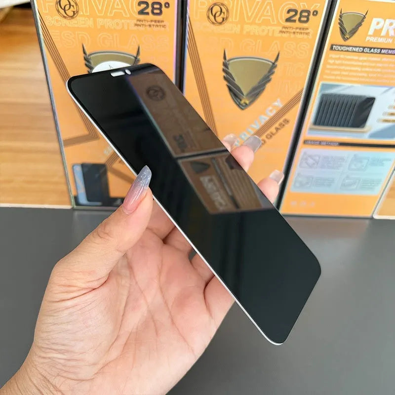 Anti-peep HD glass screen protector with 0.3mm high aluminium glass for iPhone models